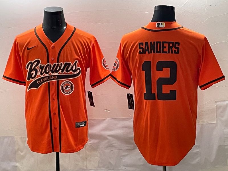 Men 2025 Cleveland Browns #12 Sanders Orange Joint Name Nike Limited NFL Jersey style 4